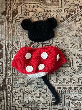 Halloween Costume Minnie Mouse Hand Knitted Homemade Vintage Disney 12-18 Month